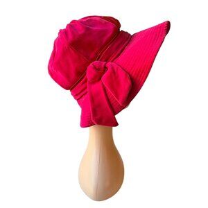 Vintage 1960s Dana Original Pink Velvet Satin Wide Brim Women’s Hat with Bow‎